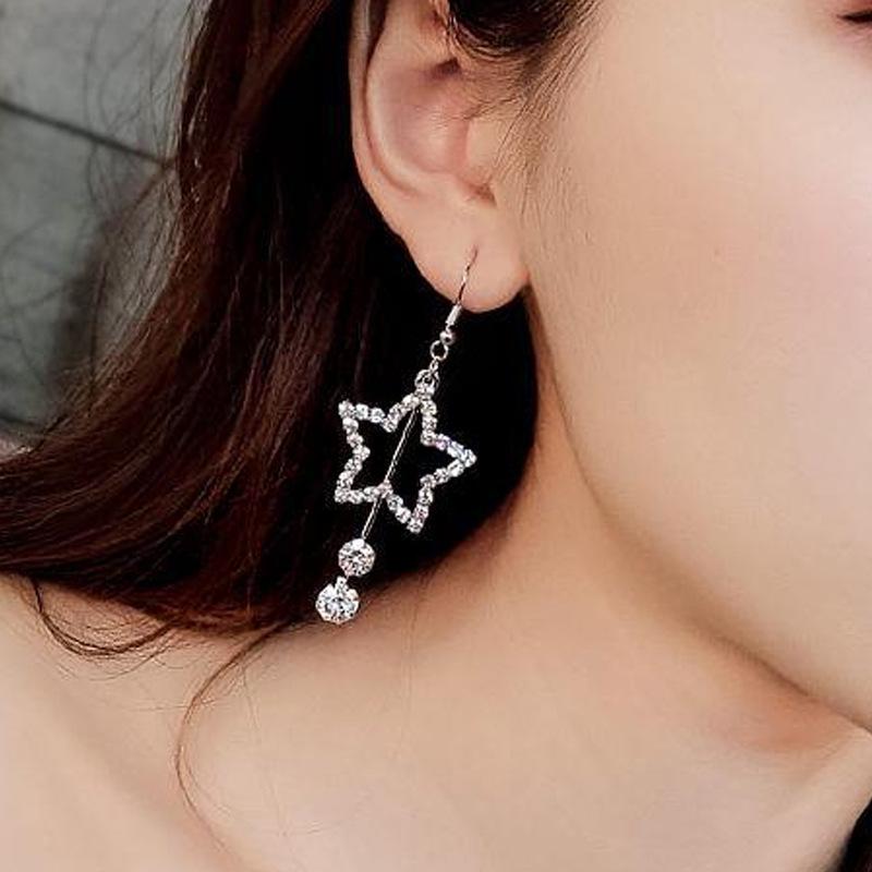 

18K Gold-Plated Zircon Star Long Earrings - Trendy European & American Style 18K золотой