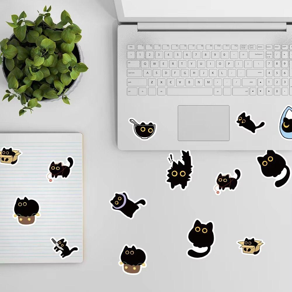 500Pcs/Roll Self-adhesive Cat Stickers Cartoon Graffiti Stickers Black Cat Stickers  Stationery