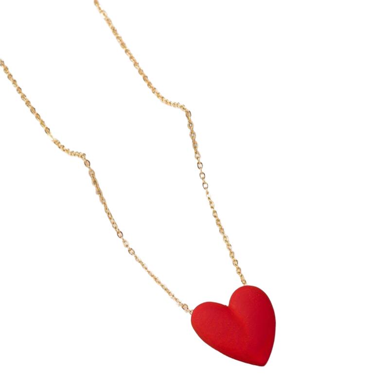 

Heart Pendant Necklace for Women, Elegant Versatile Clavicle Chain, Perfect for Holiday Gifts червоний