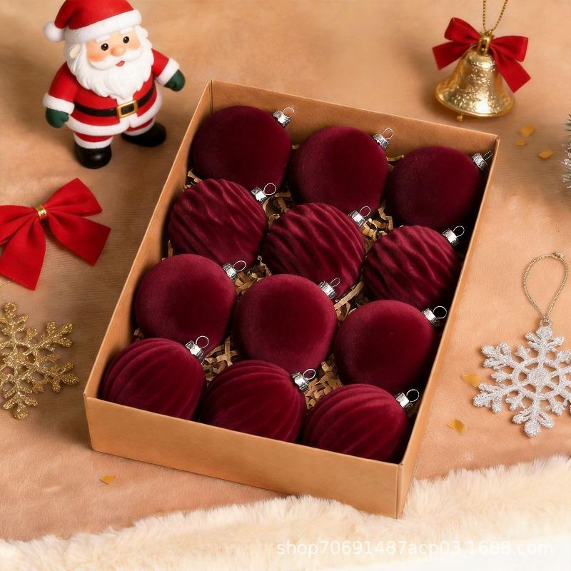 6CM8CM Christmas Tree Ornaments Shaped Swan Flannel Plastic Balls Christmas Ornaments Flocking Christmas Balls