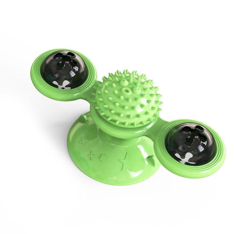 Cat Windmill Toy Funny Massage Rotatable Cat Toys with Catnip LED Ball Teeth Cleaning Pet Products