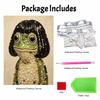 Handmade Framed Pearl Painting Set with Cute Bob Hair Frog Design 5D Shiny Bead Art Canvas Creative Craft for Room Decor Art Wall Decoration