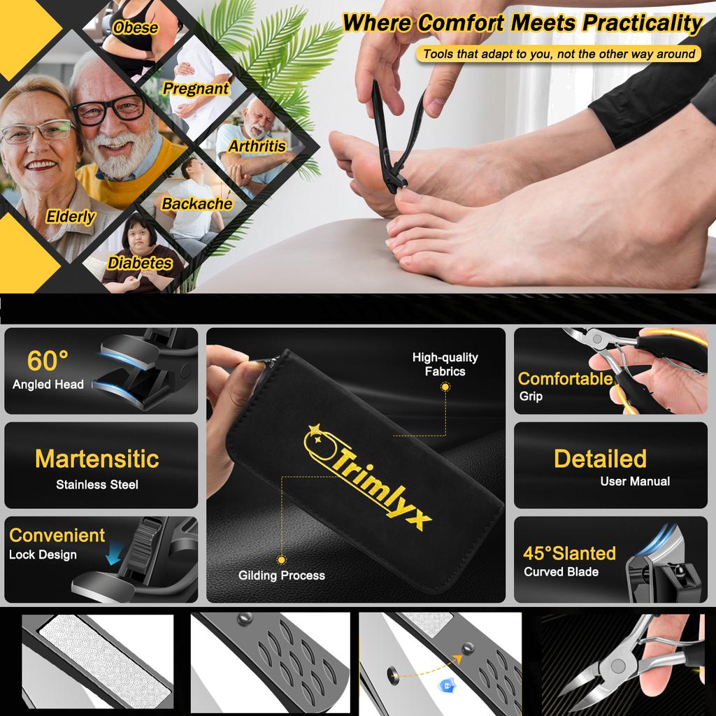 5PCS/7PCS Set Heavy Duty Nail Clippers Angled Head Large Toenail Clippers Ingrown Toe Nail Clippers for Thick Toenails Seniors