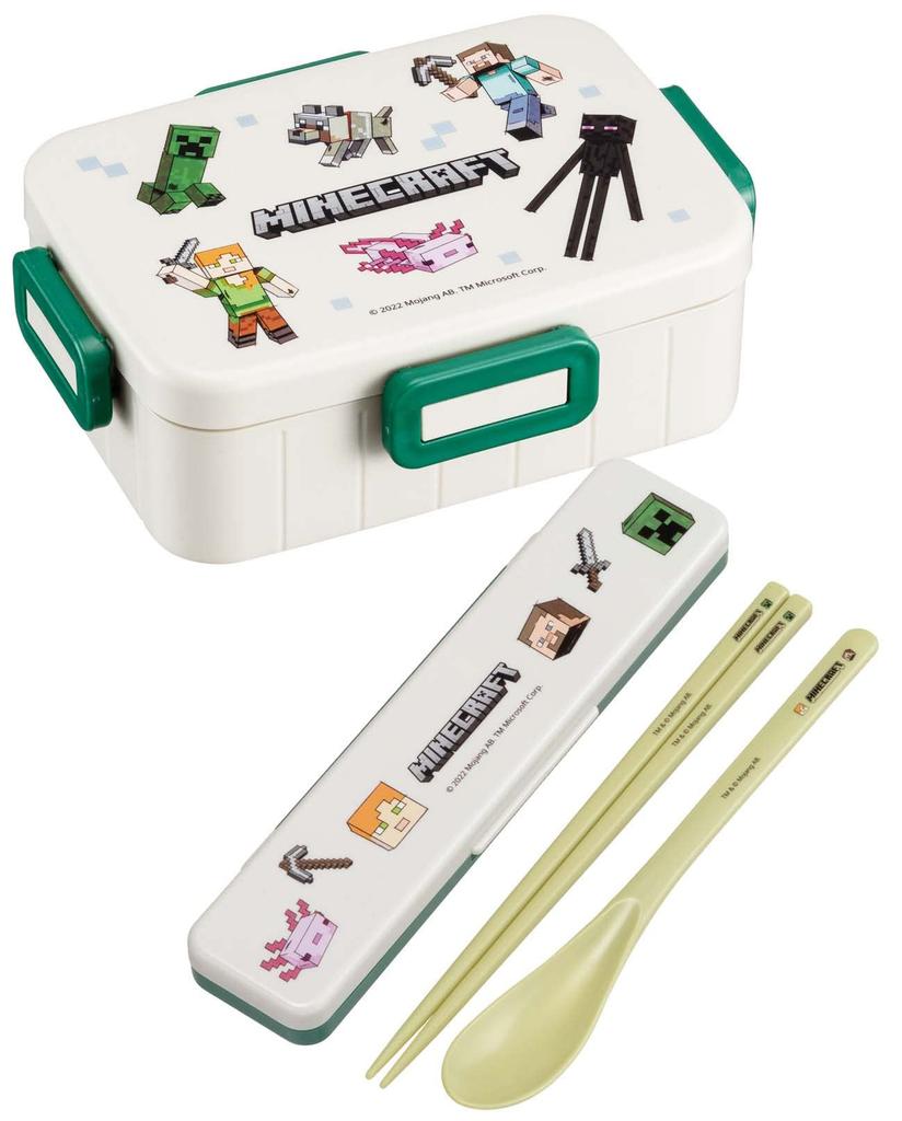 Skater Bento Box for Dishwasher Made In Minecraft Minecraft Women, 4-Point Lock, Antibacterial, 650ml, Safe, Leak-Resistant, Japan, Explorer, Moa,