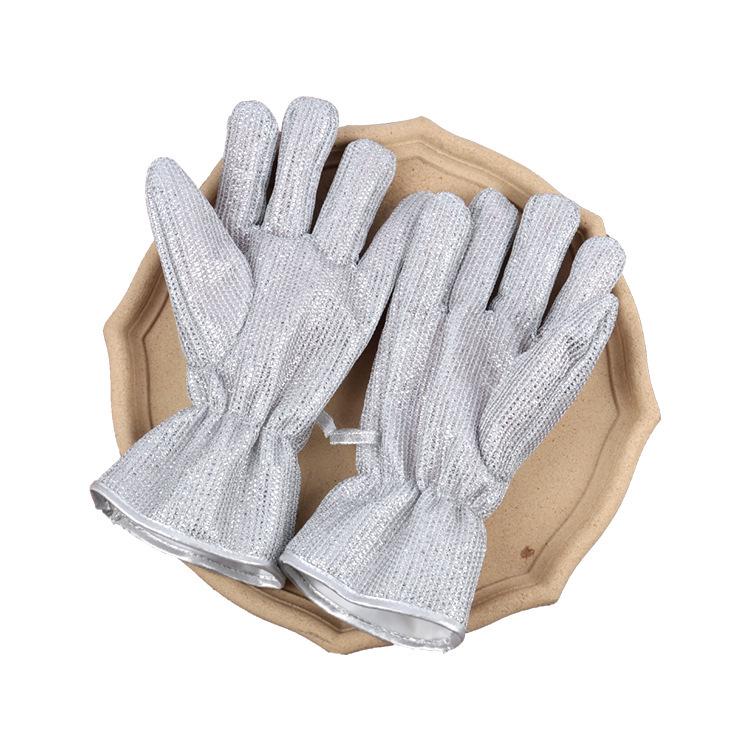 Guanti da Lavapiatti Impermeabili in Filo d'Argento - Isolanti dal Calore, Resistenti all'Usura, Resistenti alle Scottature, Design a Cinque Dita per la Cucina