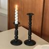 Ins American retro black wrought iron candlestick dining table atmosphere decoration ornament Roman pillar candle stand