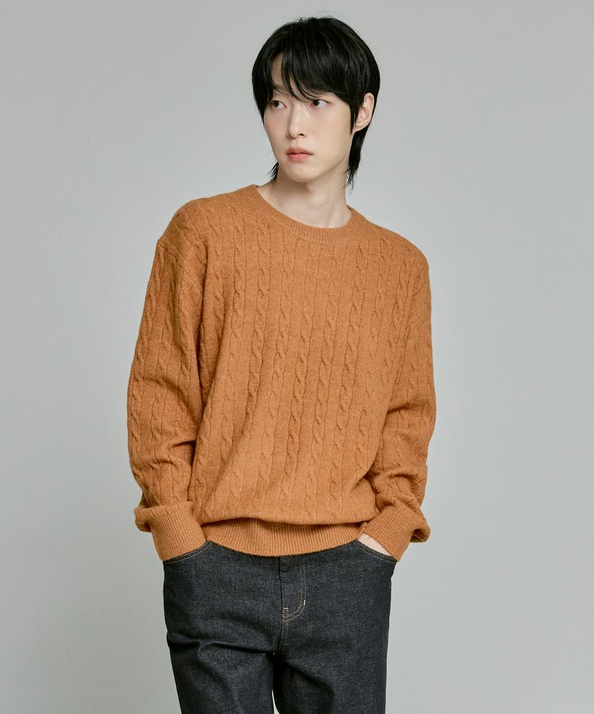 210EDIT Fossil Knit Cable Round Knit [Orange]_Zf4Sw094