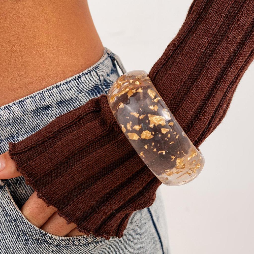 Vintage Resin Cuff Charms Bracelet Bangles for Women Hip Hop Acrylic Wide Irregular Geometric Bangle Party Jewelry Wrist On Hand
