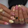 Three-dimensional Summer Pure Desire Gradient Ice Flower White Temperament Versatile European and American Style Detachable Nail Art 24 Pieces