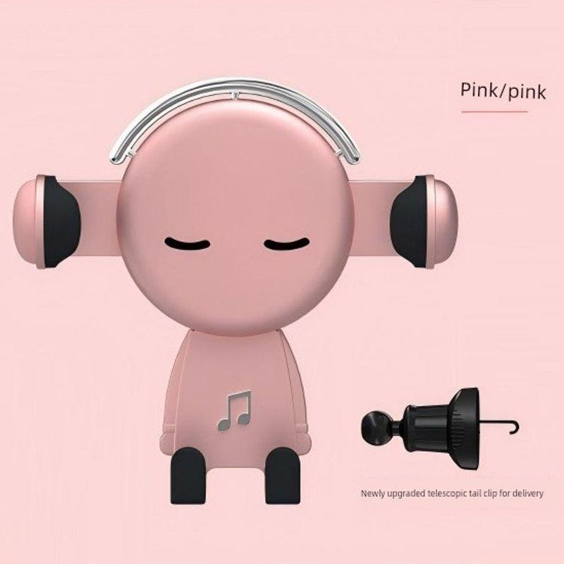 Car-Mounted Gravity Holder with Cute Sumitap Expression, Mirror Cartoon Design for Car Navigation and Phone Air Vent Mount