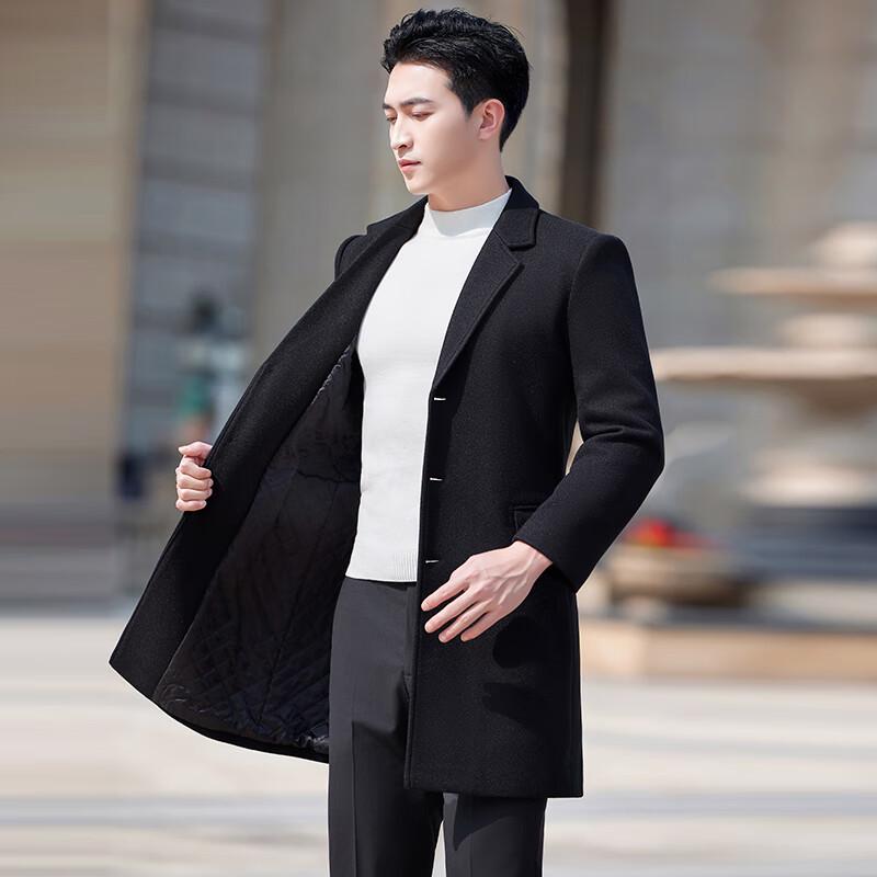 Teluoman Unisex Padded Wool Blend Business Overcoat