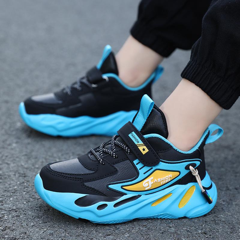 Middle and Older Children's Shoes Boys 2025 Autumn and Winter Mesh Breathable Non-slip Thick-soled Primary School Students Casual Running Sports Shoes