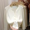 Knitted long-sleeved cardigan sweater jacket women's new autumn solid color women's temperament knitted sweater top