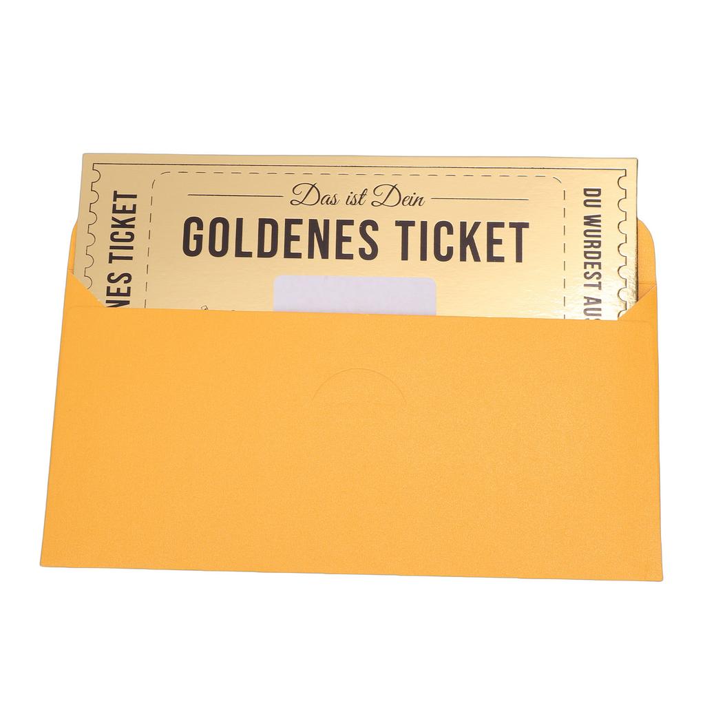 Golden Reveal Ticket with Envelope and Covering Film Scratch Off Surprise Card for Birthday Anniversary Gift