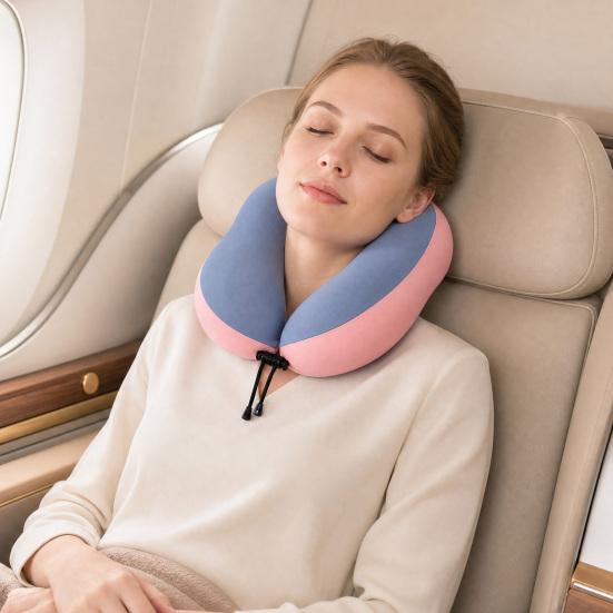 U Shaped Travel Pillow, Memory Foam Neck Pillow, Cooling Neck Support Pillow, Portable Headrest with Removable Washable Cover for Office Planes