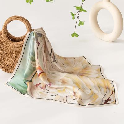 New Spring Style Mulberry Silk Scarf Small Square Scarf Silk High-end Printing Fashionable Versatile Scarf