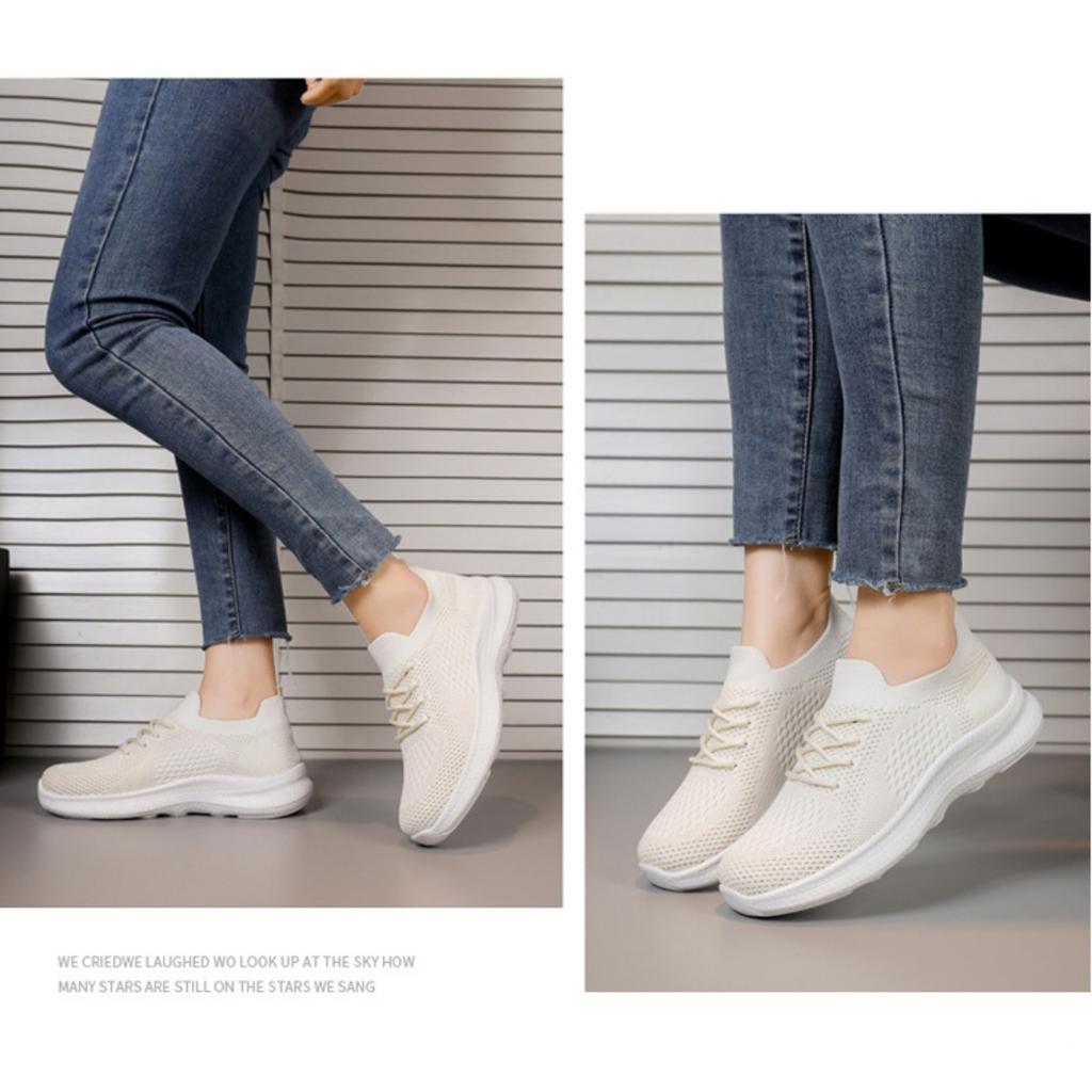 Dámské boty na volný čas, nízké tenisky z prodyšné síťoviny s měkkým podpatkem, volné boty s tkanou podrážkou, boty Tide