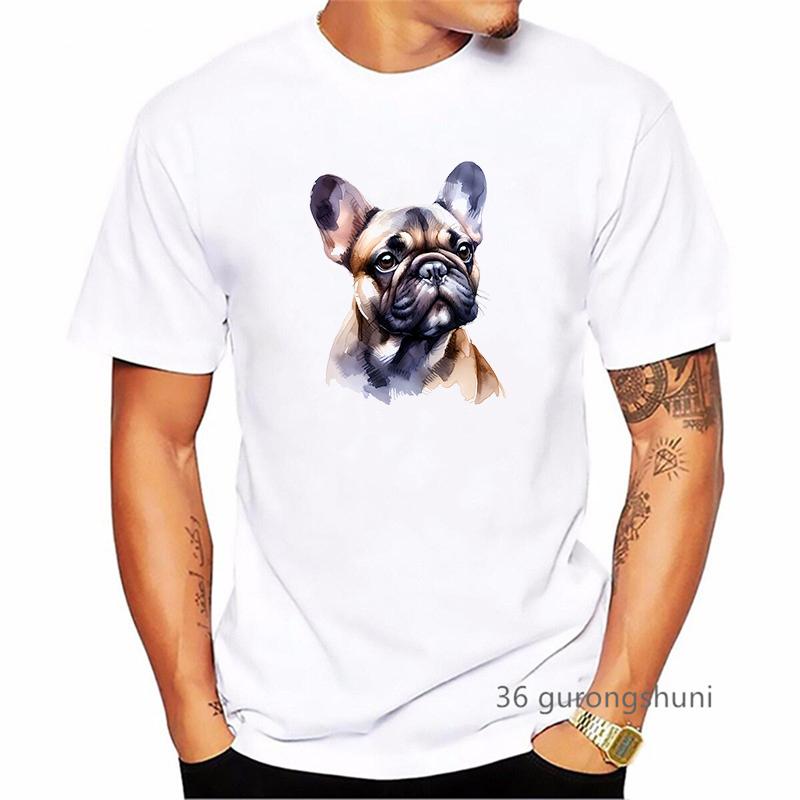 Funny French Bulldog Dog Animal Printed T Shirt Men Clothes 2024 Summer Fashion Tops Tee Shirt Homme Harajuku Kawaii Shirt