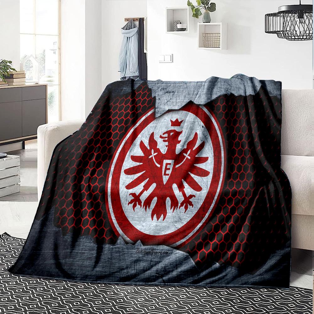 Flaming Heart Frankfurt Emblem Flannel Blanket, Soft Polyester, Modern Design, All-Season for Camping, Travel, Gifts for holidays or birthdays