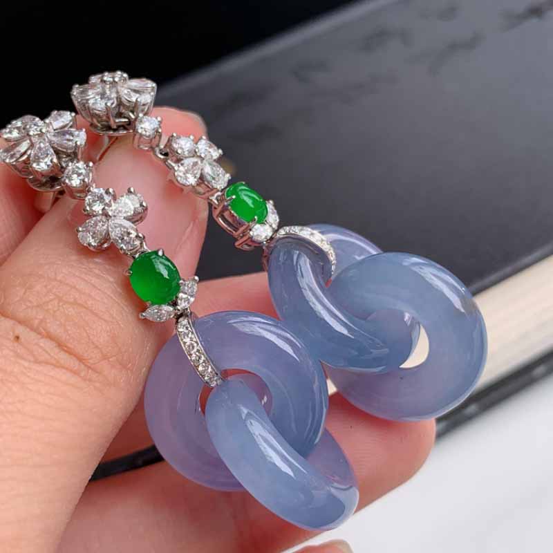 

Серьги-кольца из лавандового натурального халцедона с инкрустацией для женщин, в китайском стиле, милые, легкая роскошь, помолвочные украшения