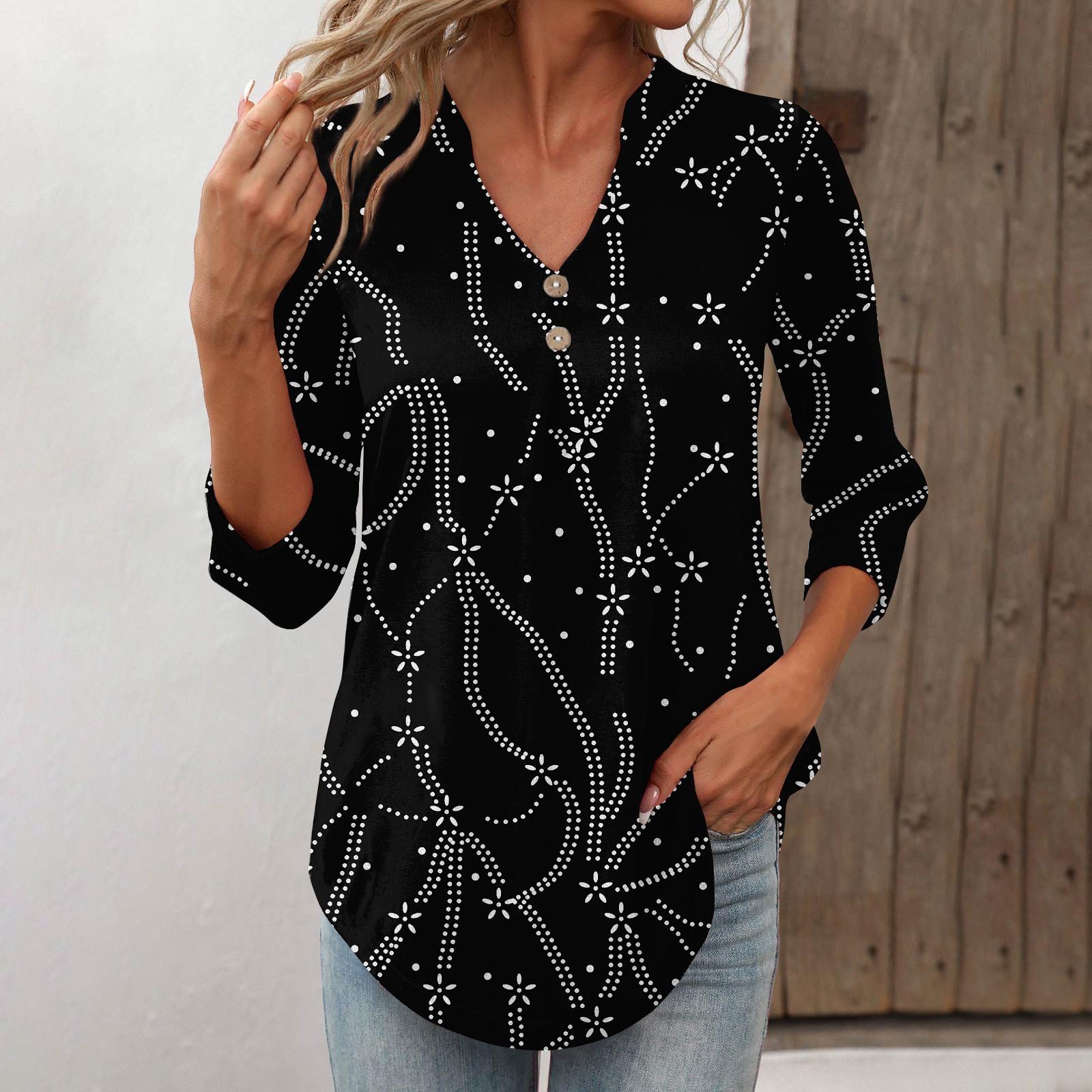 

Женские топы на пуговицах с v-образным вырезом Женские топы с рукавами 4/3 Неровный низ Топы с рукавами 4/3 Повседневные повседневные топы Модные топы с рукавами 4/3 Футболки L чёрный