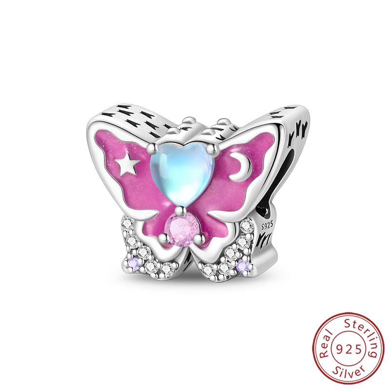 Elegant S925 Silver Butterfly & Dragonfly Multicolor Charms Beads Pendant 3mm DIY Fine Jewelry Making Accessories Gifts