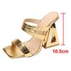 Fashion Fashion Gold High Heel Sandals for Women Square Toe Strange Heeled Party Dress Shoes Woman Summer Double Strap Mule Slippers