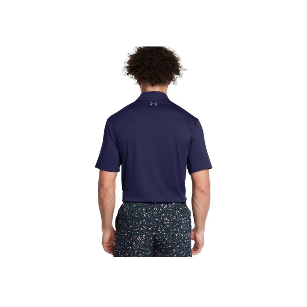 Under Armour Einfarbiges bequemes Golf-Kurzarm-Polohemd Herren Oberteile Marineblau 1378673-411