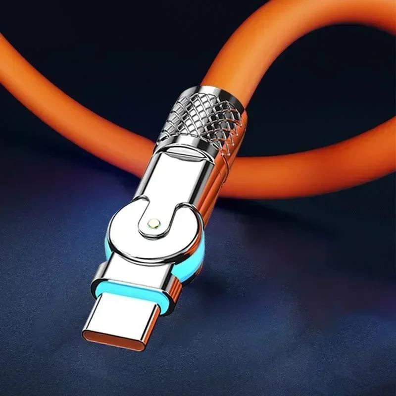 

Efficient Fast Charging 7A USB Type C Cable 180 Degree Rotary Elbow Design Compatible with forXiaomi Charger Orange 2m оранжевый