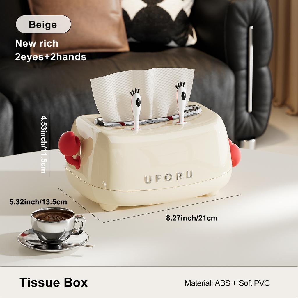 Tissue Box, Cartoon Design Featuring Mr Crab, an Adorable Tissue Storage Box Suitable for the Living Room, Bedroom, and Bathroom