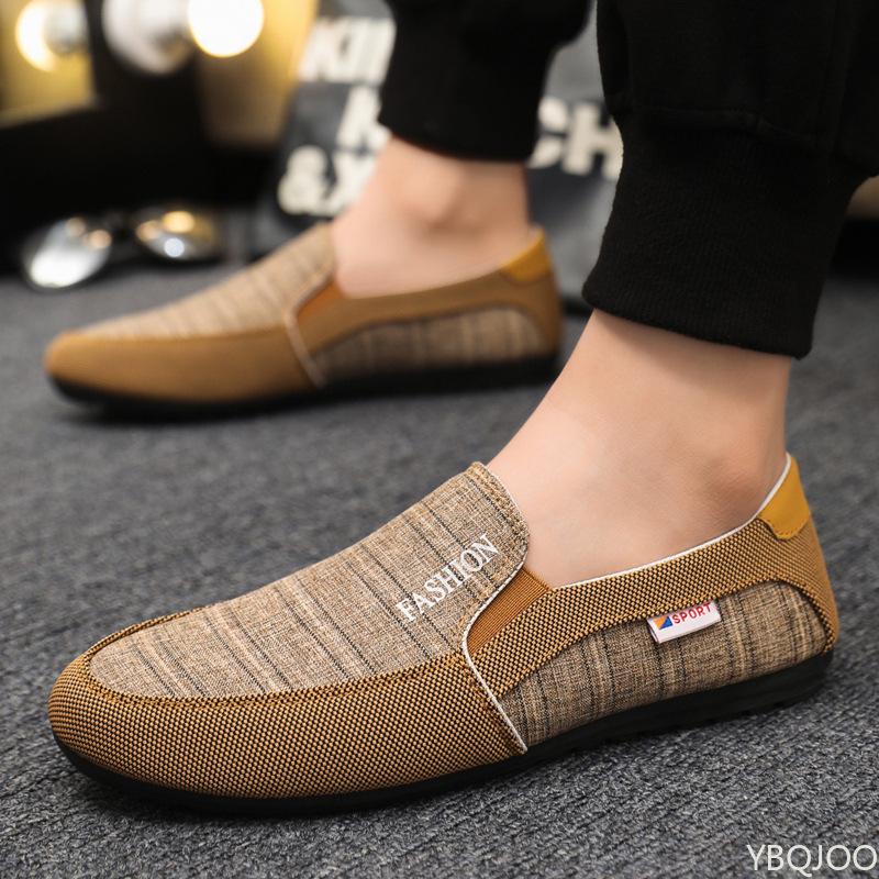 Fashion Summer Men's Flat Bottomed Single Shoes Canvas Casual Trend Set Feet Shallow Mouth Loafers Men Zapatos De Hombre Luxury Sneakers