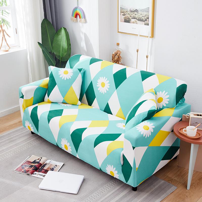 L Shape Geometric Printed Washable Sofa Cover Stretch Couch Covers Sofa Slipcovers For 2 Cushion Couch And Loveseat