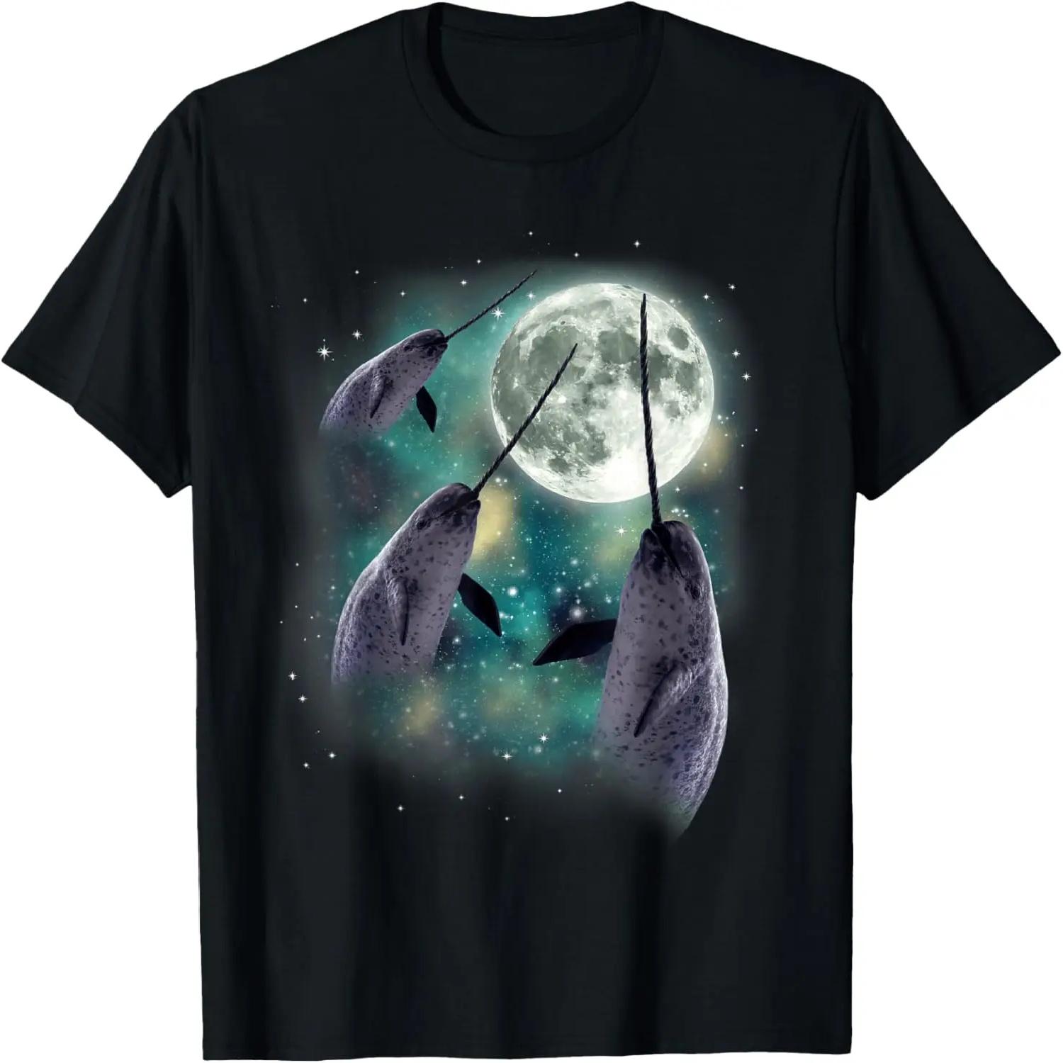 

Three Narwhal Moon Arctic Sea 3 Whales Howling Parody T-Shirt XXXXXL чорний