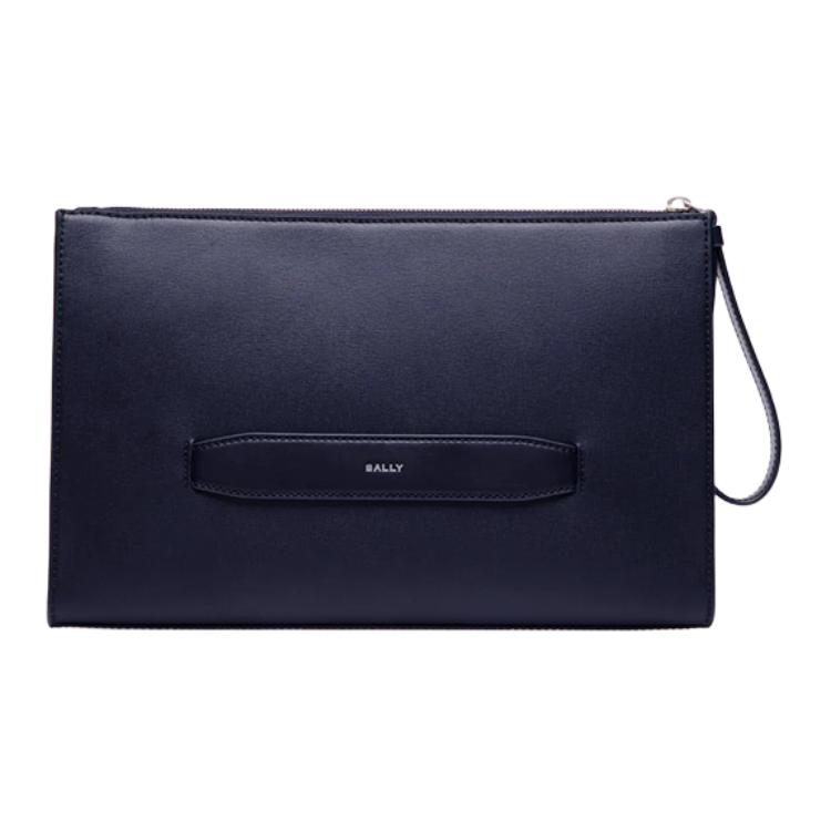

Bally Logo Leather Clutch Men Clutch Dark-Blue 6310906 Basic Set (Bag+Dust Bag)