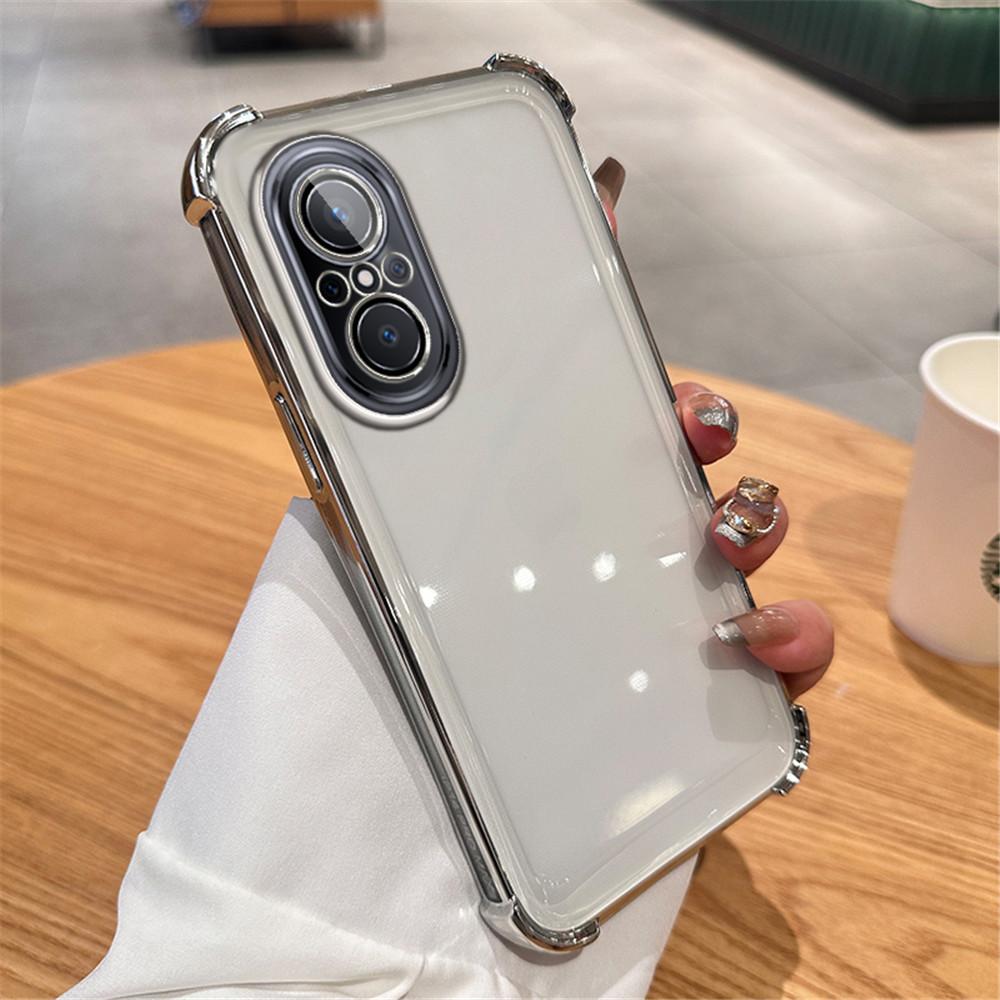 Plating Transparent Shockproof Phone Case For Huawei Nova 12 Pro With Magnetic Stand Holder Nova 9 SE 11 10 9 8 7 Pro Soft Cover