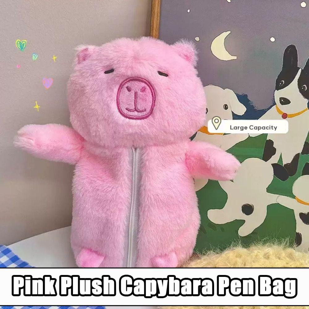Capybara Toy Pencil Case Plush Storage Bag Cartoon Stationery Organizer  Student