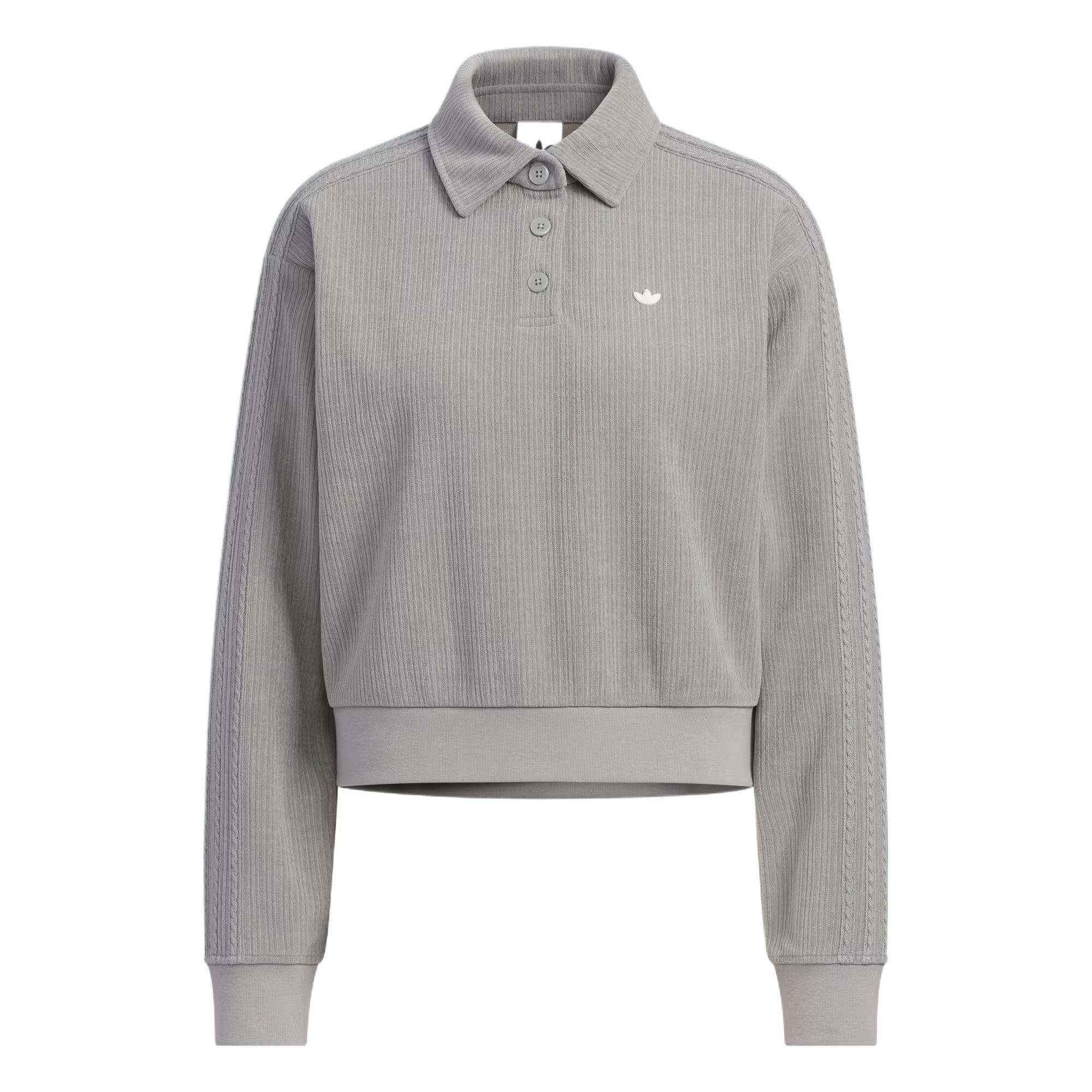 adidas Originals Women s Textured Polo Sweatshirt Grey Women KS5981 S