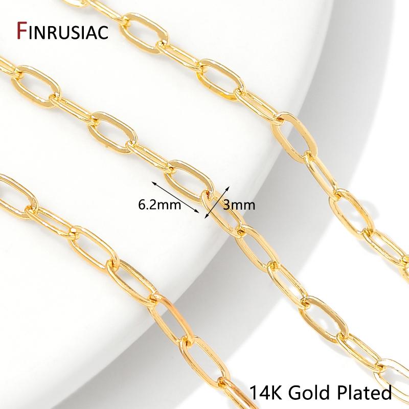 14K Gold Plated Brass Paperclip Link Chain Oval Link Cable Bulk Chain For DIY Jewelry Making Findings Handmade Crafts Components