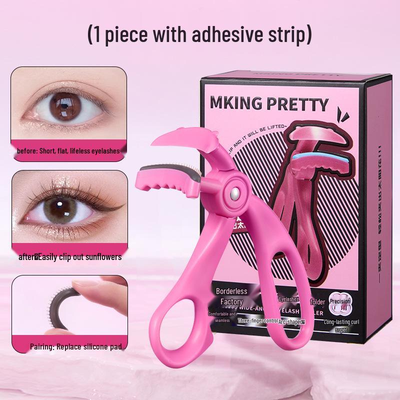 MKING Pretty Wide-Angle Eyelash Curler with Comb Teeth - Long-Lasting Natural Curl, Sunflower Style for Women