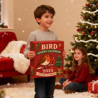 Calendrier de l'Avent Oiseaux 2025 Compte à rebours de Noël 24 Jours avec Décorations Suspendues Oiseaux 2D en Acrylique Cadeau de Fête pour les Amoureux des Oiseaux