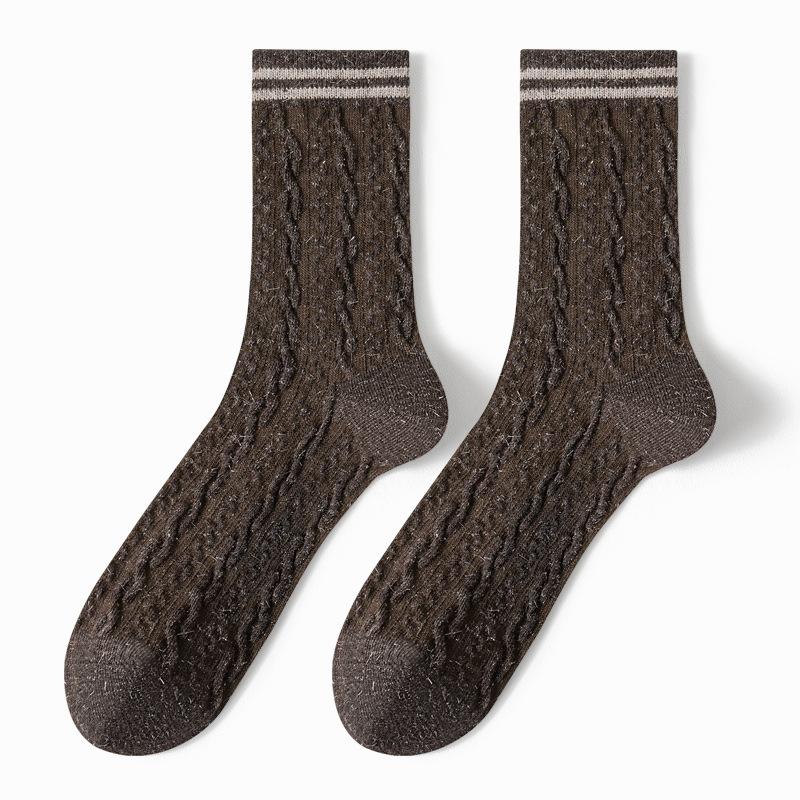 Female Autumn and Winter Trend Twist Anti Bacterial Deodorant Tube Socks