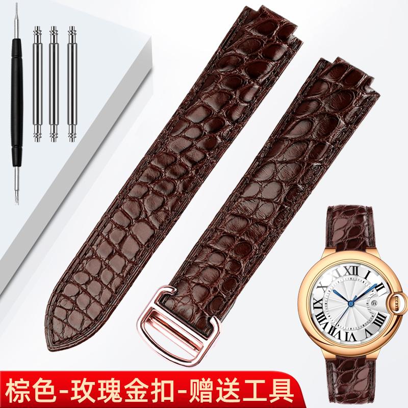 16 18 20 22m For Cartier blue balloon leather watchband Blue crocodile skin convex men women Folding buckle watch strap bracelet