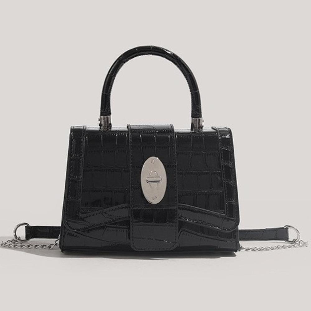 2025 New Fashion Textured Crocodile Pattern Spice Girl Locomotive Bag Dark Versatile Messenger Bag Versatile Small Square Bag Tide