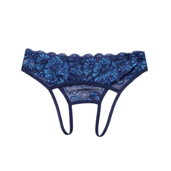 Dámské sexy krajkové spodní prádlo G-String s nízkým pasem, průhledné, rozkrokové tanga kalhotky