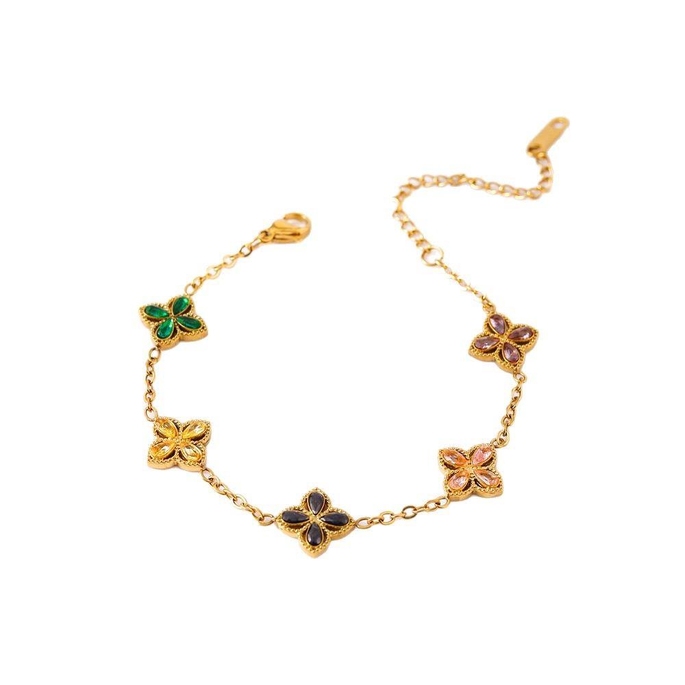 Four-leaf Clover Zircon Bracelet - Colorful Zircon Fashion Luxury Bracelet