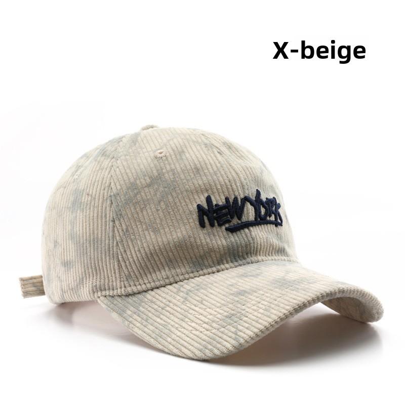 

Vintage Corduroy Baseball Cap With Embroidered Letters For Outdoor Sun Protection Men Women бежевий