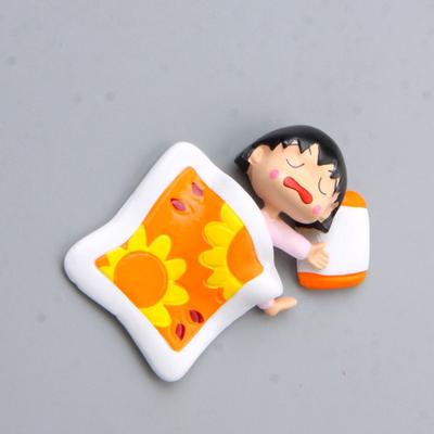 A Three-dimensional Creative Figurine of A Sleeping Cute Girl with A Bun Head, Magnetic Clasp Fridge Magnet, and Magnetic Sticker