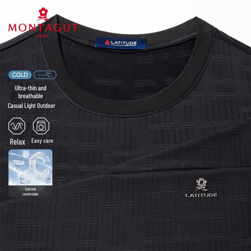 MONTAGUT Men s Plaid Quick-Dry Round Neck Short Sleeve T-Shirt 56