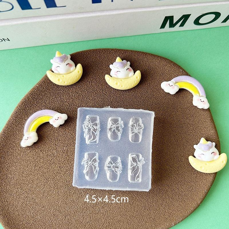 Sweet Bowknot 3D Silicone Nail Mold Heart Nails Templates Diy Nail Art Decoration Stamping Plates Manicure Design Tools