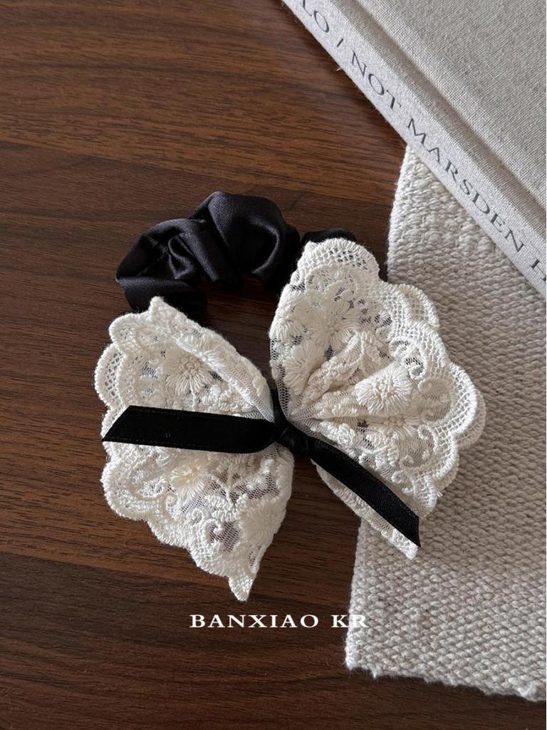 2024 Fransk Retro Dubbellager Rosett Spets Hårband & Huvudblomma